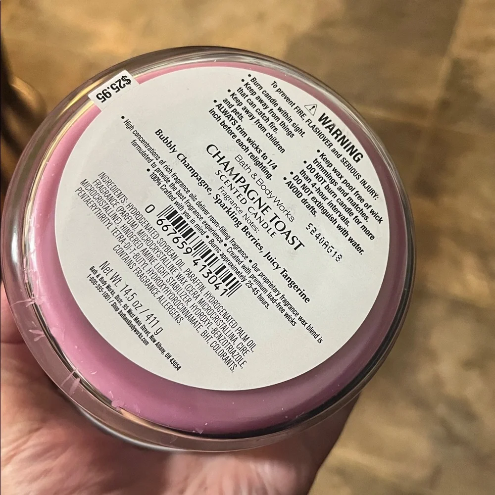 Bath & Body Works Champagne Toast Candle - Pink and White